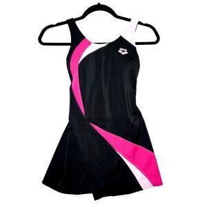 Arena Black Pink Skirted One-Piece Swimdress – Size 32 – Modest Swimsuit S